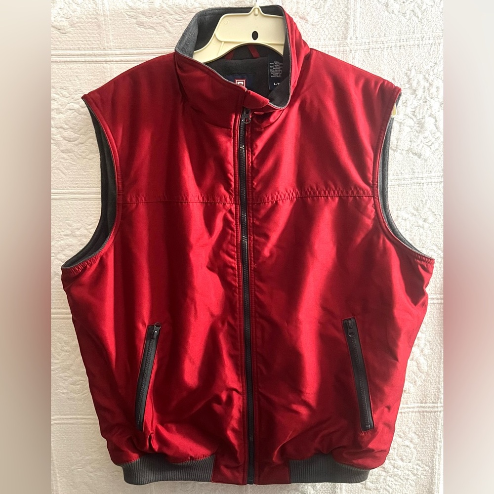 Chaps Men’s Size L Large Fleece Lined Full Zip Vest Red
